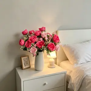 4PCS Double Pink Artificial Peony Bouquet, DIY Decoration, Living Room Decor Faux Flowers, Vibrant Faux Flowers, Wedding Accessories, Valentine's Day Gift, Artificial Flowers. Suitable for Birthday Parties, Gatherings, Venue Decorations