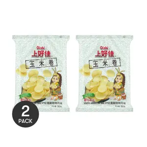 OISHI Corn Rolls - South American BBQ Flavor - 2 Pack (80g Each) - Crunchy Snack