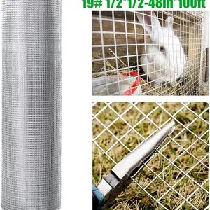 19-Gauge Hot-Dip Galvanized After Welding Welded Metal Wire Fence Roll, 0.5in x 48in x 100ft Hardware Cloth, for Chicken Coops, Rattlesnake Fence, Garden Plant Protection