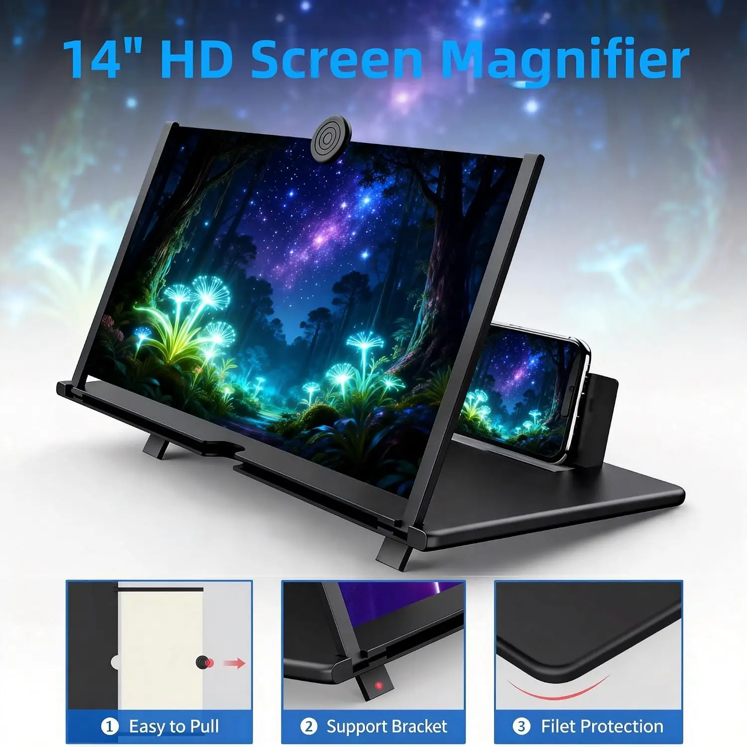 16-Inch Phone Screen Magnifier – Foldable Optical Enlarger for Movies, Gaming & Travel