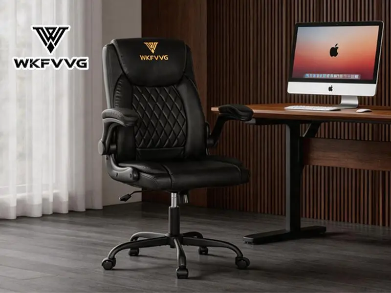 YUBAO Adjustable Ergonomic Chair for Adults - PU Leather, High-Density Sponge Padded Seat, Lumbar Support, Swivel Armrests, Foldable for Small Spaces, WFH Setup, Home Office Ideas, Posture Fix Office Furniture