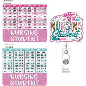 Student Badge Reel and Buddy,Badge Reel Retractable Badge Clip with w/Height & Weight Conversion Charts, Gifts for Nurse Student   Assistant Badge Accessories