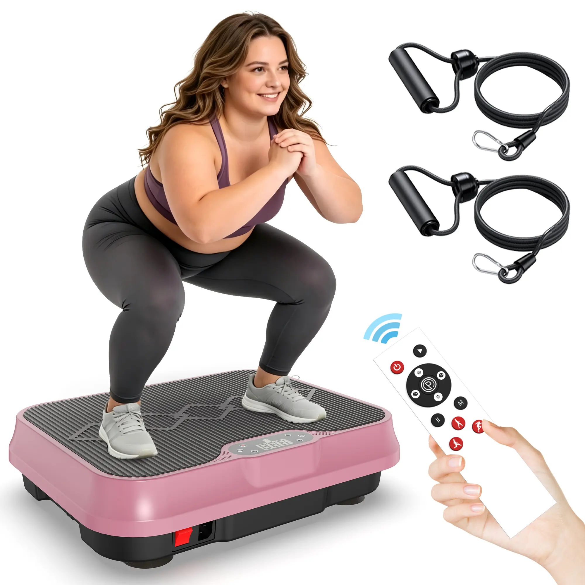 【SAVEYOUR】Vibration Platform Vibration Plates with Remote and Bands - Adjustable Speeds, 9 Preset Modes, LED Screen, Quiet Operation, Non-Slip Base, Compact At Home Gym Equipment for Home Exercise
