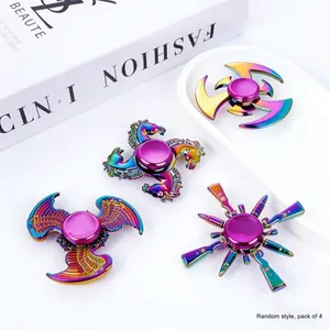 Colorful Alloy Fidget Spinner Set, 4 Pack Random Styles, Stress Relief Metal Finger Gyro, Rotating Hand Toy for Kids & Adults, Stress Relief Gadgets, Stress Relief Fidgeting, Stress Relieving Accessory