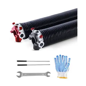 Fathersdaygift Garage Door Torsion Springs Replacement Kit, 0.234x2x28" Pair Set, 16000 Cycles, Electrophoresis Black Coated, W/ Non-Slip Winding Bars, Gloves & Mounting Wrench for Garage Door Repairsdealsforyoudays