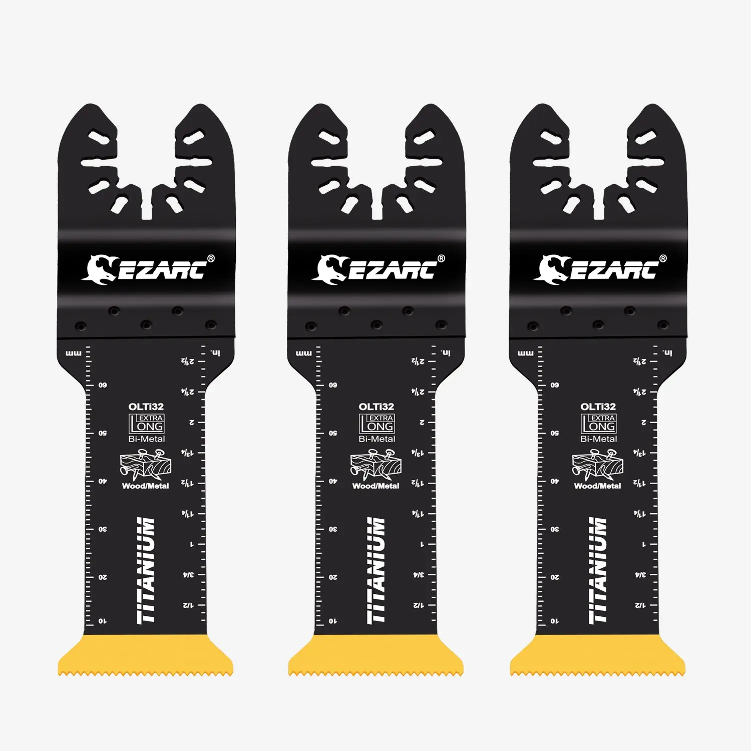 EZARC 1-1/4 in. Extra-Long Titanium Coated Universal Oscillating Saw Blade Set (3 Blades), Quick Release, Wood/Metal Cutting, Power Tool Accessory, OLTi32M, Father’s Day Gift, Oscillating Saw Blades