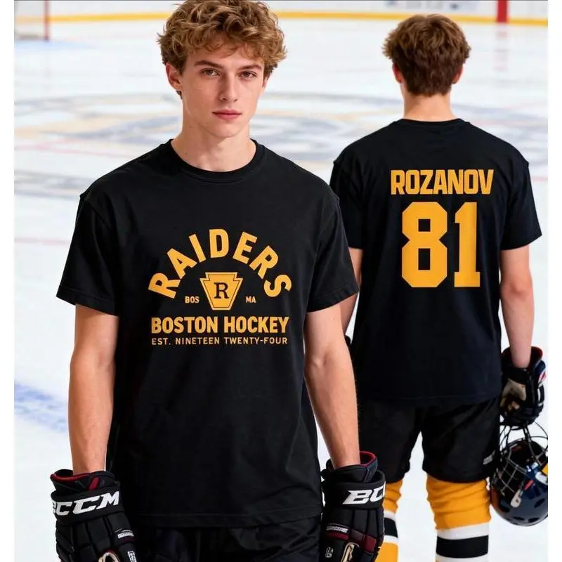 Men's Round Neck T-Shirt, Stylish Streetwear Ilya Rozanov 81 Hockey Graphic Print, Casual Short Sleeve 100% Cotton Fan Apparel, Shortsleeve, Fabric, Menswear, Matching, Top