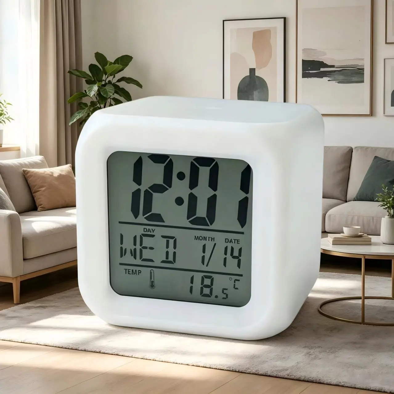 Eco-Friendly Cube Digital Timer Alarm Clock - Silent Mode, Voice Activation, Colorful Dice-Styled Home Decor, Wake Up Function, Miniature Tabletop, Playful Design for Students, Digital Timer Alarm Clocks