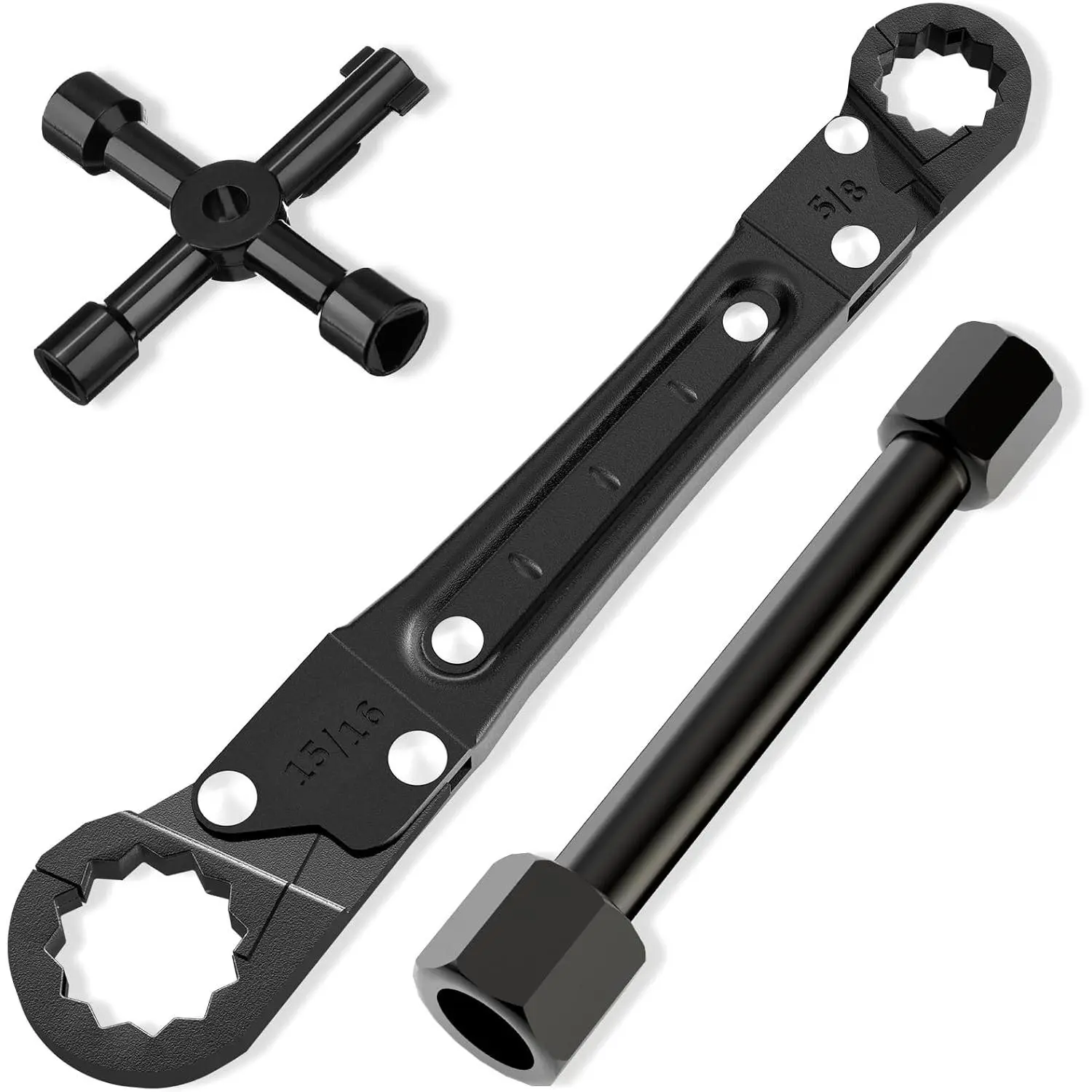 Plumbing Tools Angle Stop Wrench Kit with Angle-On Wrench for Professional Installation of Compression Angle Stop and Removal Tool
