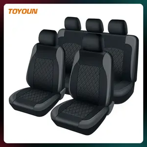 5 Seats Full Set Car Seat Covers, Premium Waterproof PU Leather Cushion Protectors, 40\60 Split Zipper Design Front and Rear Bench Seat, Universal For Vehicles Sedans Suvs Trucks, Vans ,Essential car accessories