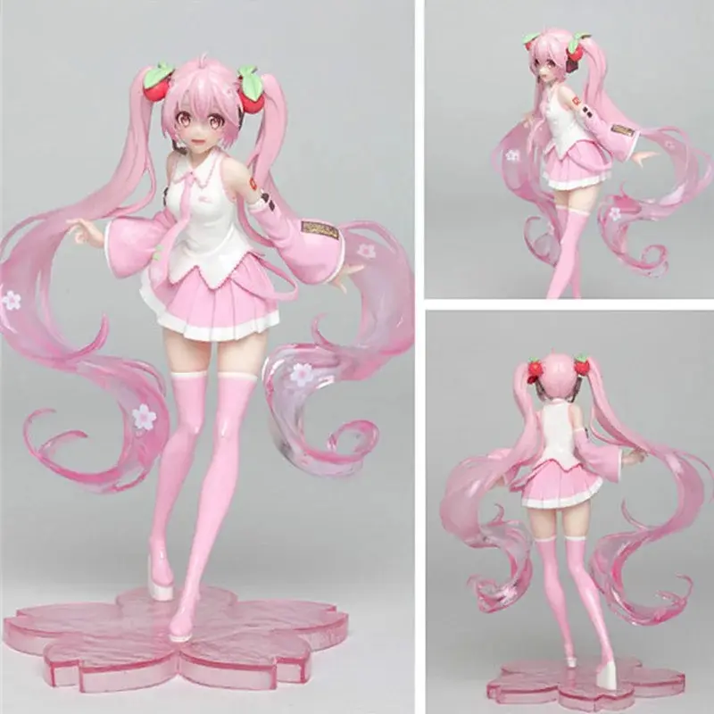 18cm Miku Kawaii Pink Sakura Anime PVC Model Toy Desktop Decorative Ornaments Doll Collection Action Figure Gift