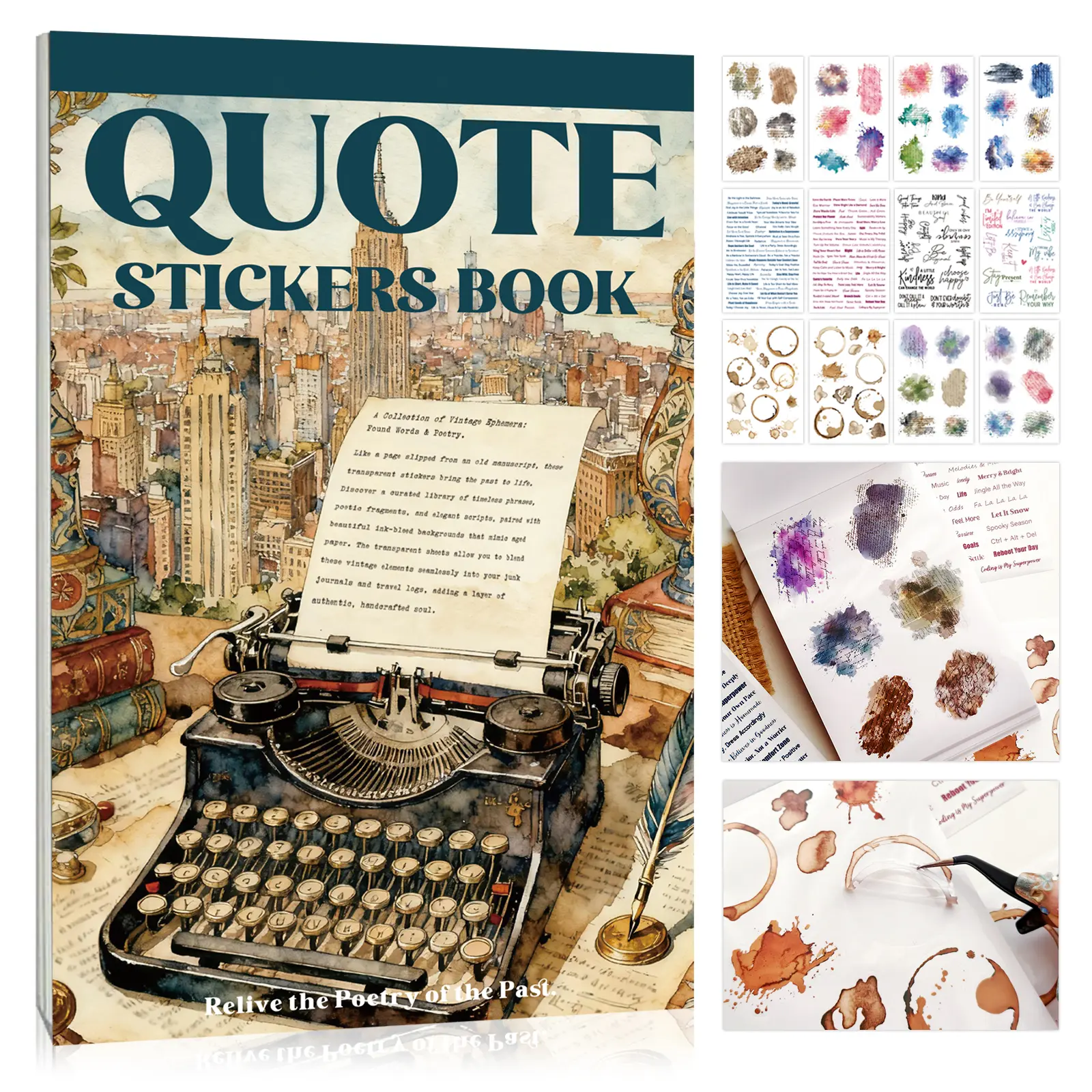 Motivational Quote Sticker Set & Positive Coloring Book for Journaling - 48 Sheets, 1100+ Adhesive Vinyl Stickers, Die-Cut for Adults, Scrapbooking, DIY Crafts #DealsForYouDays, Sticker Set Stickers