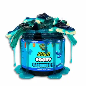 [Hot 2026!!!] Sour Gooey Gummies, Sour Blue Raspberry Candy, Gummy Candy Mix, Ooze Sticky Gummies, Liquid Chewy Sweet Treat Resealable Container