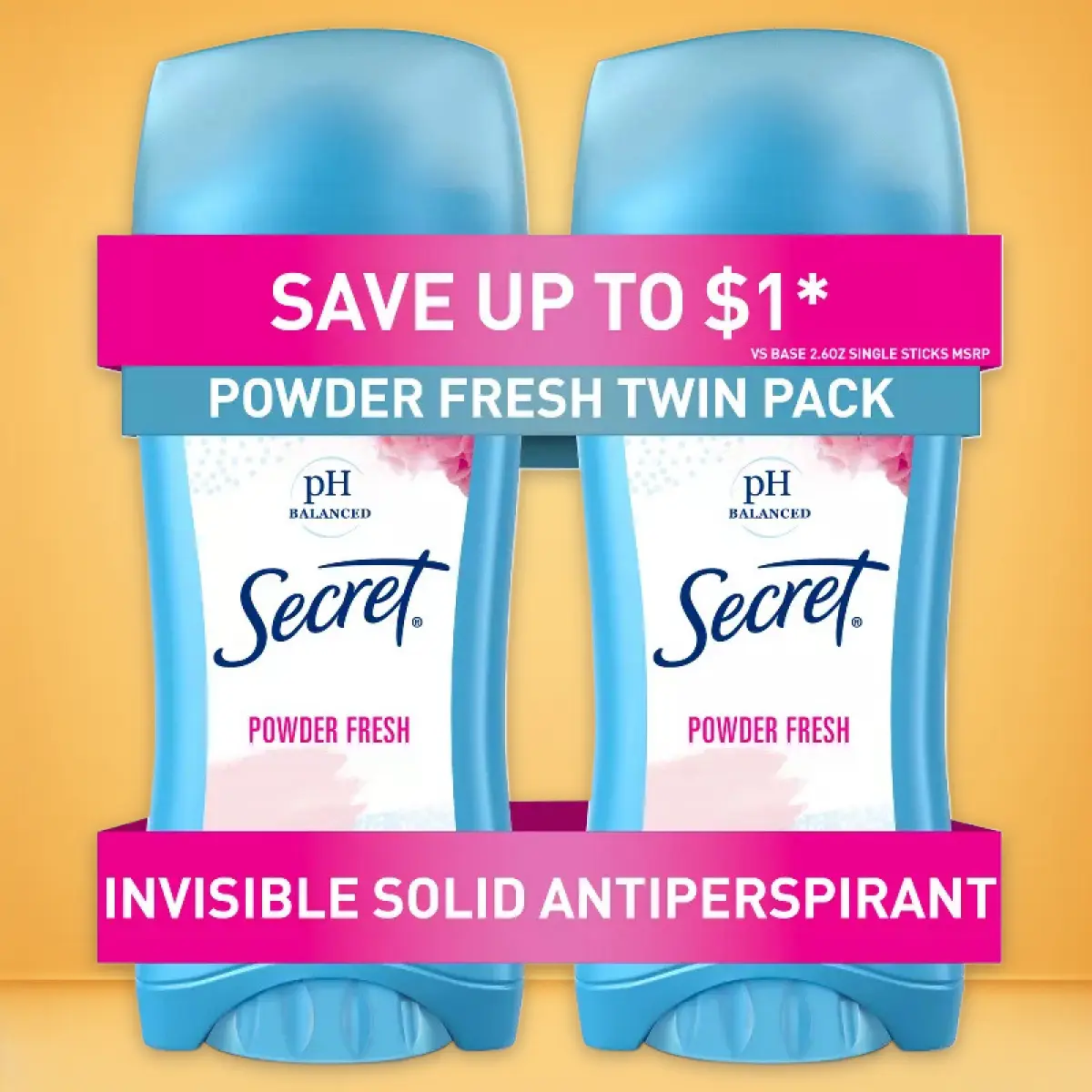 Secret Invisible Solid Antiperspirant & Deodorant - Powder Fresh Twin ...
