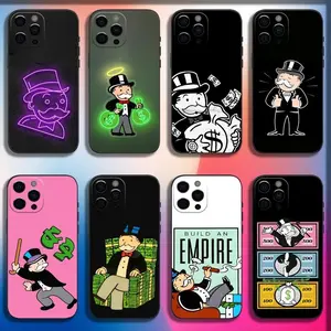 Dollar Alec Monopoly Man TPU Protective Smartphone Case - Shockproof, Anti-Drop Soft Black Casing for iPhone 11-17 (Pro, Max, Plus, Air) | Cellphone, Handheld Devices Accessory