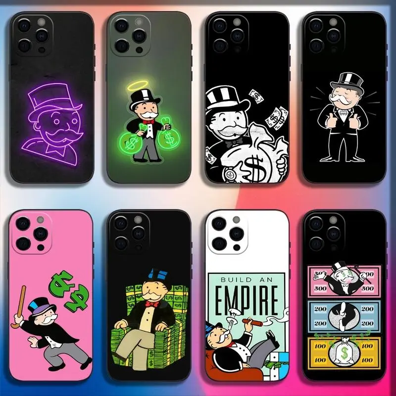 Dollar Alec Monopoly Man TPU & Polycarbonate Smartphone Case - Shockproof Fit, Full Score Anti-Drop, Precise Cutout Soft Black Cover for iPhone 11-17 (Pro, Max, Plus, Air) | Cellphone Protection Accessory
