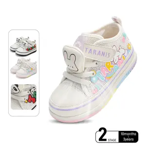 TARANIS Toddler Girls Spring Sneakers Barefoot Lightweight Breathable Non-Slip High-Top Tennis Walking Shoes with 3D Bunny Design Nonslip Trainers Casual Trainers
