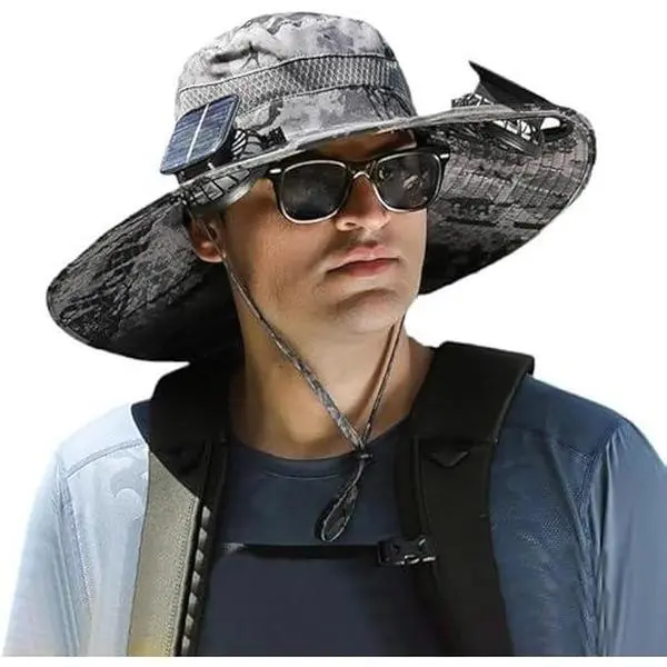 Waterproof Solar Fan Hat, Fishing Hat with Fan for Men, 3-Speed Setting,Waterproof Outdoor Fishing Hat