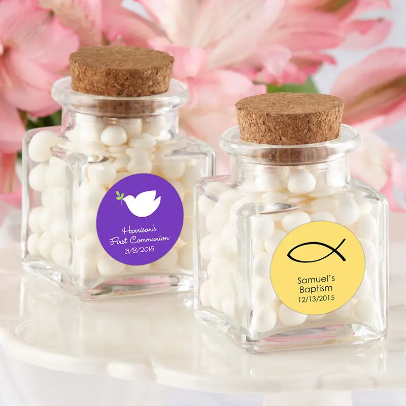 Kate Aspen 27084NA-RL Personalized Petite Treat Square Glass Favor Jar - Religious - Set of 12