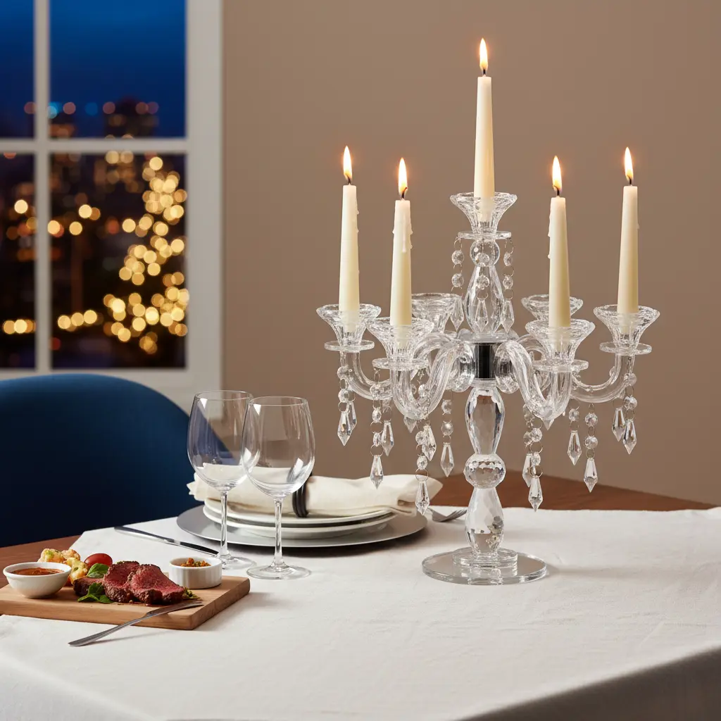 European Style Glass Candlestick Holder Tabletop Or Freestanding For Home Decor