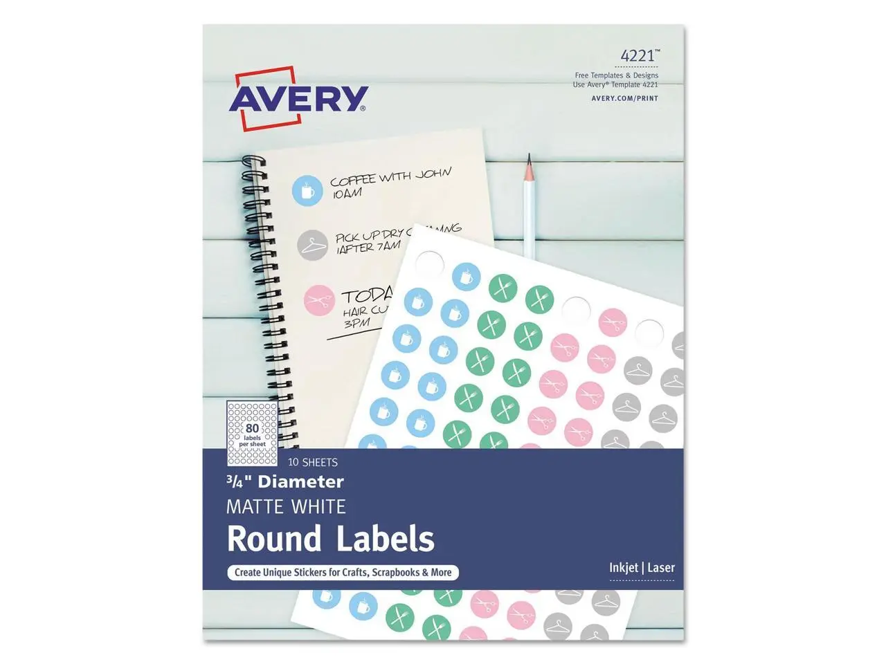 Avery Printable Round Labels with Sure Feed, 3/4" Diameter, Matte White, 800 Customizable Labels (4221)