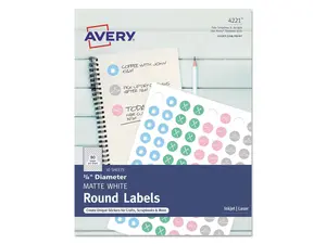 Avery Printable Round Labels with Sure Feed, 3/4" Diameter, Matte White, 800 Customizable Labels (4221)