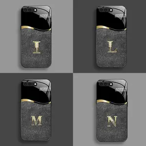 Suitable for [iPhone 8 Plus] New high-end flashing letter glass mobile phone case New business simple metal paint electroplated glass mobile phone case Affordable anti-fall and anti-fingerprint-888
