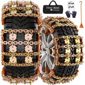 Snow Chains for  SUV Pickup , Adjustable Portable Universal  Anti Skid Snow  Tire Chains for Tire Width 175 185 195 205 215 220 225 235 240 245 255 265, 6 Pack
