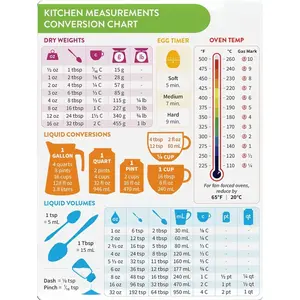 Kitchen Measurement Conversion Refrigerator Magnet, 1 Piece, Magnetic Food Cooking Measure Tool, Casual Style Kitchen Accessory, Cooking Measurements