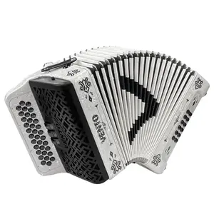 Vento Accordion White - Premium Mechanism, European Voices Made in the Czech Republic, Includes Straps & Padded Italian Case