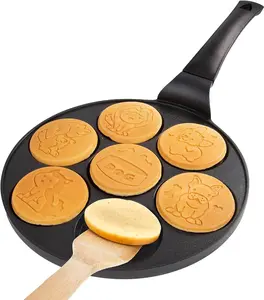 Pancake Pan with 7 Unique Flapjacks - Nonstick Griddle for Breakfast Pup Animal Fun & Easy Cleanup Cookware Birthday Mold Pancake Maker