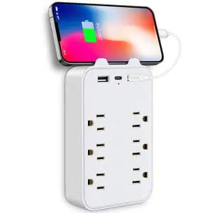 Multipurpose Surge Protector Power Strip, 6-AC Outlets & 2 USB-A & 1 USB-C Ports Socket Adapter, Wall Outlet Extender, Universal Socket Extender for Home, Office, Travel