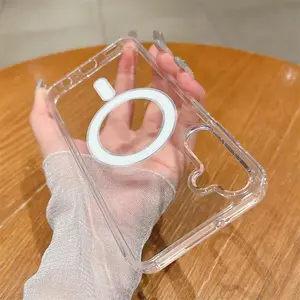 Original Clear Acrylic For Magsafe Phone Case For Samsung S25 S24 S23 S22 S21 FE Plus Ultra A16 A36 A56 A54 A55 Magnetic Cover
