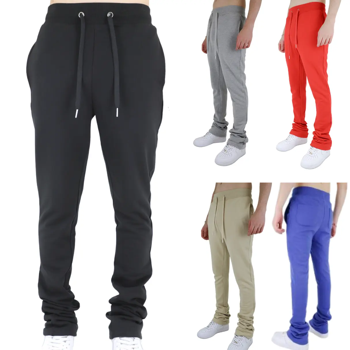 Sweatpants Stacked for Men 2023 Streetwear by Armor Jeans: Stacked Fit, Fleece Stretchable, Drawstrings, Cotton Fabric, 5 Colors Menswear Plain Soft Flare Day Outfit