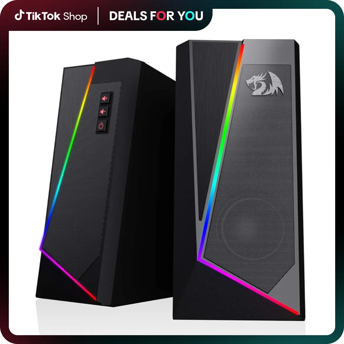 Redragon GS520 Multifunctional Desktop Speaker - 2.0 Channel PC Gaming Speakers Audio Sound System, 6 Color RGB LED Modes, Enhanced Sound, Easy-Access Volume Control, USB Powered 3.5mm Cable Gaming Accessories,summerwins
