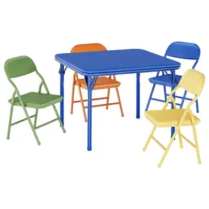 Garvee 5-Piece Foldable Activity Table and Chair Set for Toddlers with Lightweight Design and PU Leather Surface, Perfect for Dining, Crafts, and Learning Activities