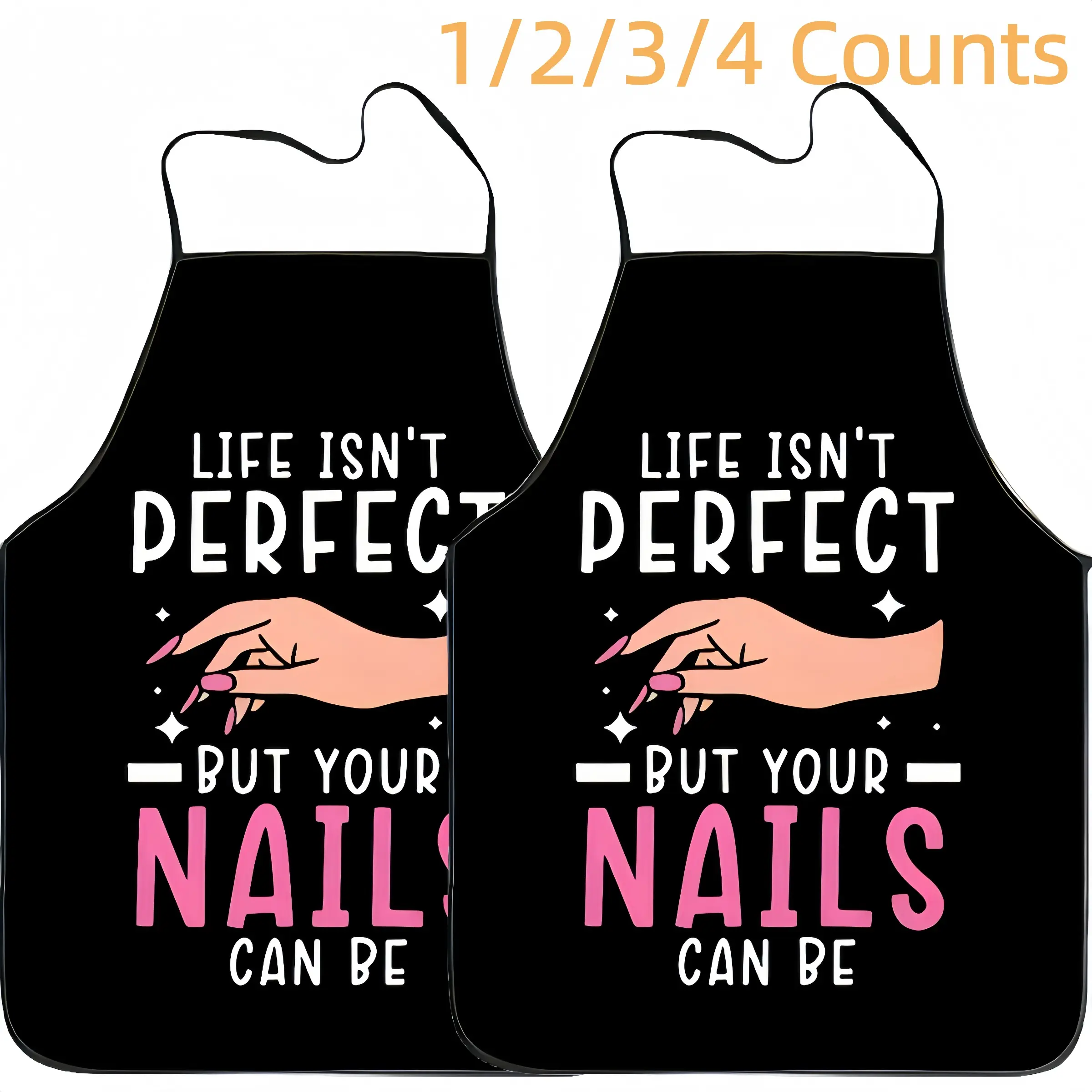 Polyester Nails Pattern Apron, 1/2/3/4 Counts Adult Size Sleeveless Kitchen Apron, Christmas Gift, Apron for Nail Tech, Winter Apron for Women,Nails Design Tool,Makeup Artist Gear