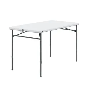 Mainstays 48 Inch Folding Table with Adjustable Height Settings | Compact Fold in Half Utility Table for Indoor Outdoor Use, Camping, Tailgating, Crafting, Trade Shows, Family Gatherings and Everyday Activities
