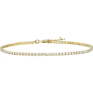 14K Gold Plated Tennis Anklets for Women | Tennis Ankle Bracelet for Women