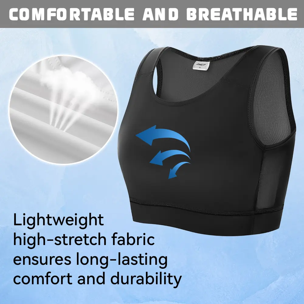 Women's Tomboy Chest Binder Workout Bra - Ice Silk Stretch Sports Bra, Breathable Lightweight Compression Shapewear Tank Top, Sporty Chic Pullover Athletic Activewear, Workout Bras, Athletic Fitted