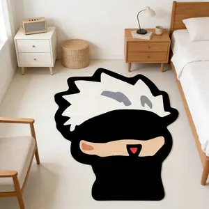 Q Version Alien Plush Kawaii Decorative Rug, Fluffy Bedside Rug, Anime Theme Bedroom Bedside Mat, High Elastic Non-Slip Gaming Room Decoration, Perfect for Kids & Adults
