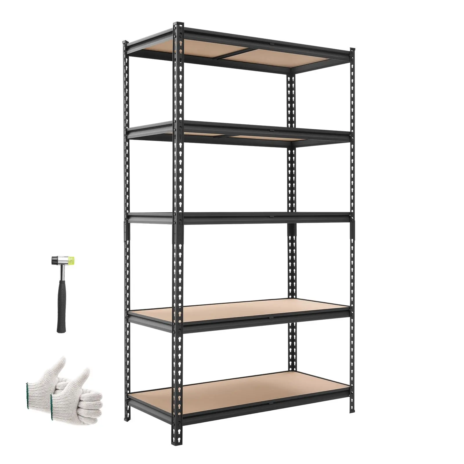 【Summerfinds】VEVOR Heavy Duty Metal Storage Shelves - 5-Tier Adjustable 5-Layer Organizer with 2500 lbs Capacity, Easy Snap Expandable Utility Rack, Anti-Tip Kit, 40.35" W x 20.35" D x 71.38" H for Garage Organization, Basement, Five Tier