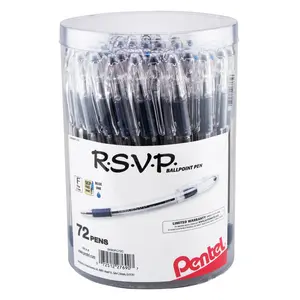 Pentel RSVP Ballpoint Pen (0.7mm) Fine Line 72-pk Canister Pack for Office & School