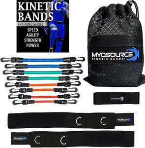 Kinetic Bands - Leg Speed Resistance Bands - Performance/Fitness Training - 4 Resistance Levels, Stretch Strap, Digital Training Series (Red, Orange, Green, Blue - Ages 13 & Over) Myosource Myosource Kinetic Bands