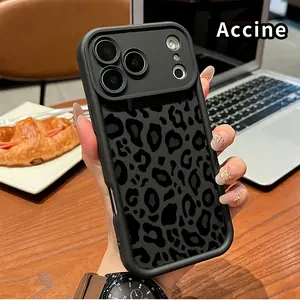 Phone Case for iPhone 17 Pro Max 16 Plus 15 14 13 12 11 Air E Black - White Leopard Lure Drop Protection Shockproof Soft Silicone smartphone Cover
