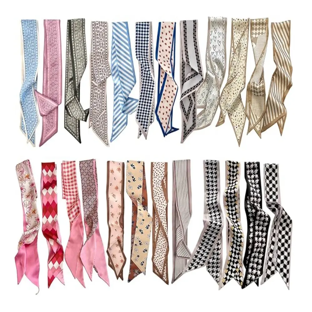 24Pcs Fashion Scarves for Women Multifunctional Neck Scarves Purse Scarf Headbands for Bags Hair Accessories