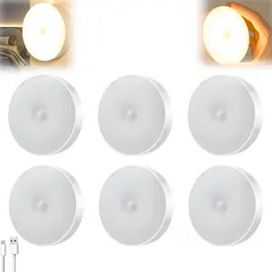 Motion-sensing magnetic suction light, rechargeable, with remote control function - Magnetic suction wireless pendant lamp, battery-powered, suitable for cloakrooms, shower rooms, staircases, terraces, corridors, etc. (6 pack)