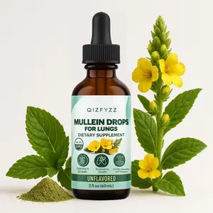 USDA Certified Organic Mullein Drops for Lung Support, Vegan, Non-GMO, Unflavored, 2 fl oz (60 mL).
