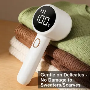 Rechargeable Fabric Shaver with LED Display 3-Speed Electric Lint Remover 6-Blade Sweater Defuzzer for Clothes Couch & Blankets Portable Safe Design 2600mAh Battery