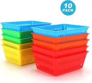 10PCS Mini Storage Baskets, Plastic Storage Bins, Colorful Racks And Desktop Cosmetic Organizer, Ideal for Home, Classroom, Office Organization